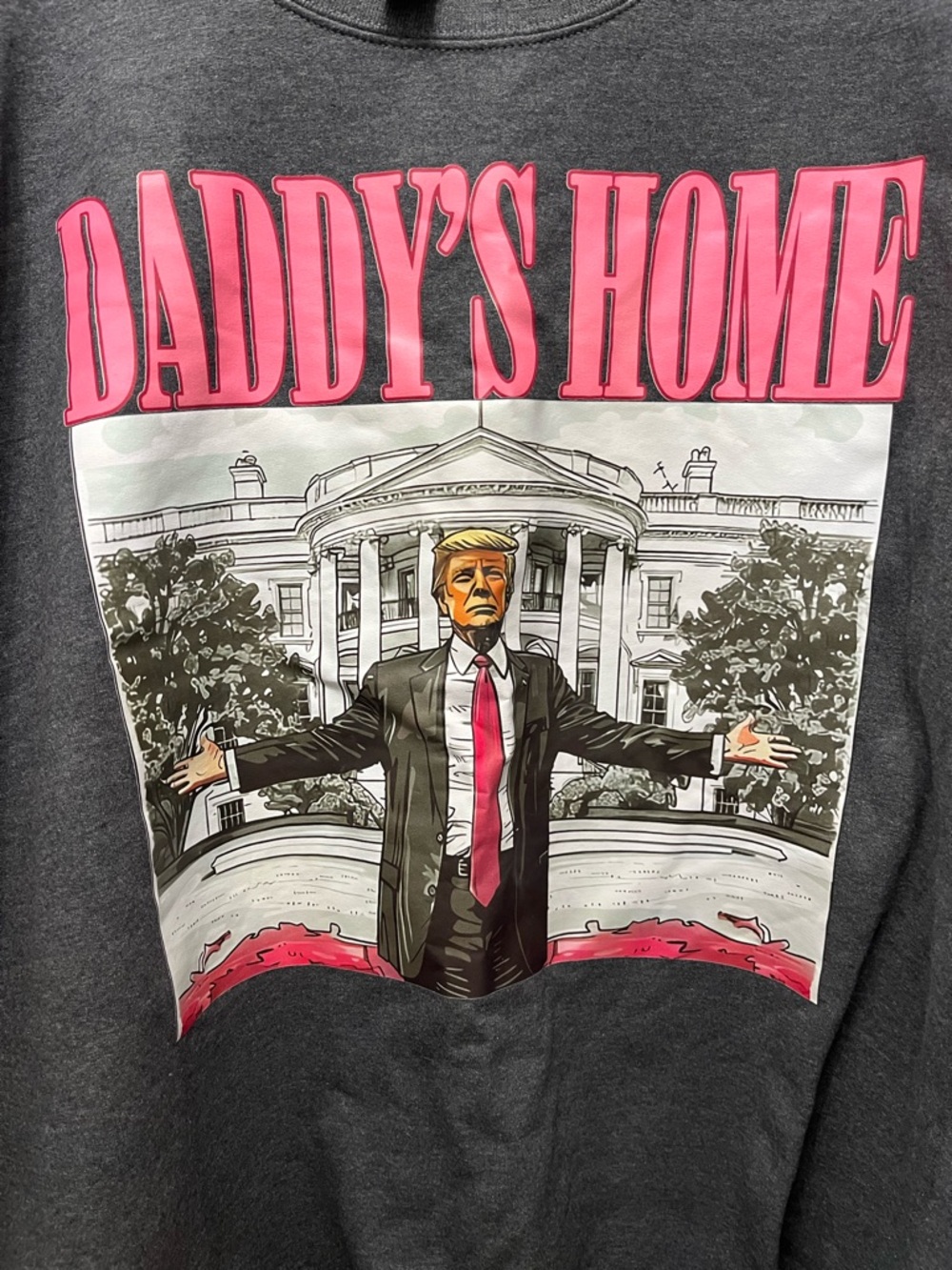 Gildan Charcoal Sweatshirt with Pink Graphic